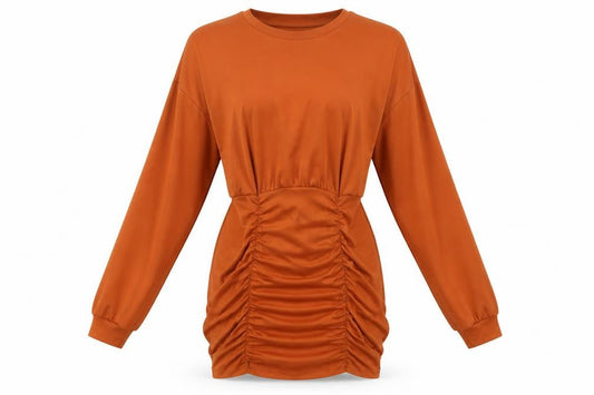 SHEIN Womens Brown Polyester Mini Size S Crew Neck Pullover