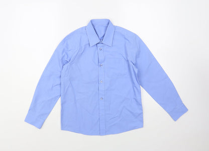 Dunnes Boys Blue Polyester Basic Button-Up Size 9-10 Years Collared Button