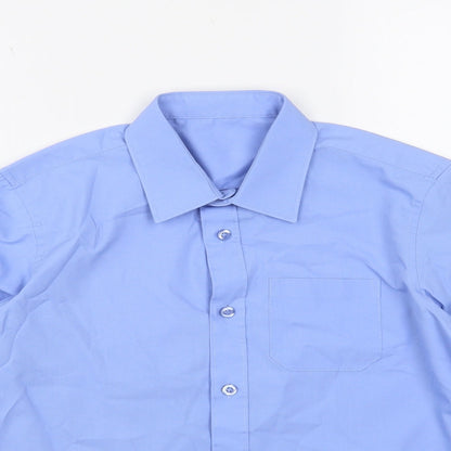 Dunnes Boys Blue Polyester Basic Button-Up Size 9-10 Years Collared Button