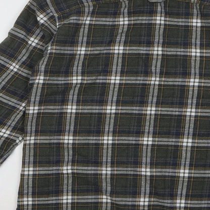 Only & Sons Mens Green Plaid Cotton Button-Up Size S Collared Button