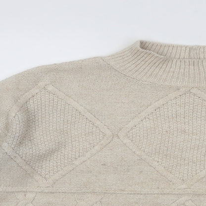 Next Womens Beige Mock Neck Acrylic Pullover Jumper Size S