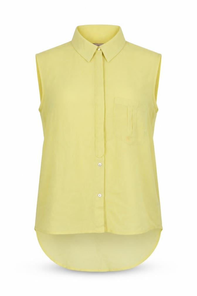 Love 21 Womens Yellow Polyester Basic Blouse Size S Collared