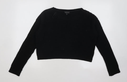 Topshop Womens Black Round Neck Acrylic Pullover Jumper Size 8