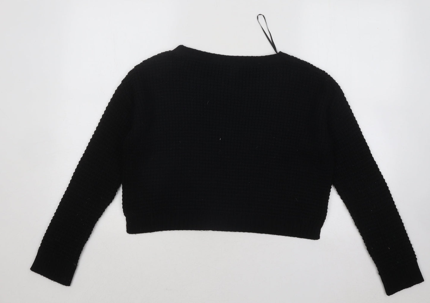 Topshop Womens Black Round Neck Acrylic Pullover Jumper Size 8