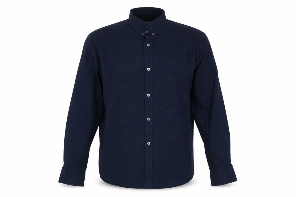 George Mens Blue Geometric Cotton Button-Up Size 16.5 Collared Button