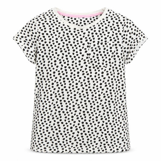 George Girls White Animal Print 100% Cotton Basic T-Shirt Size 8-9 Years Round Neck Pullover