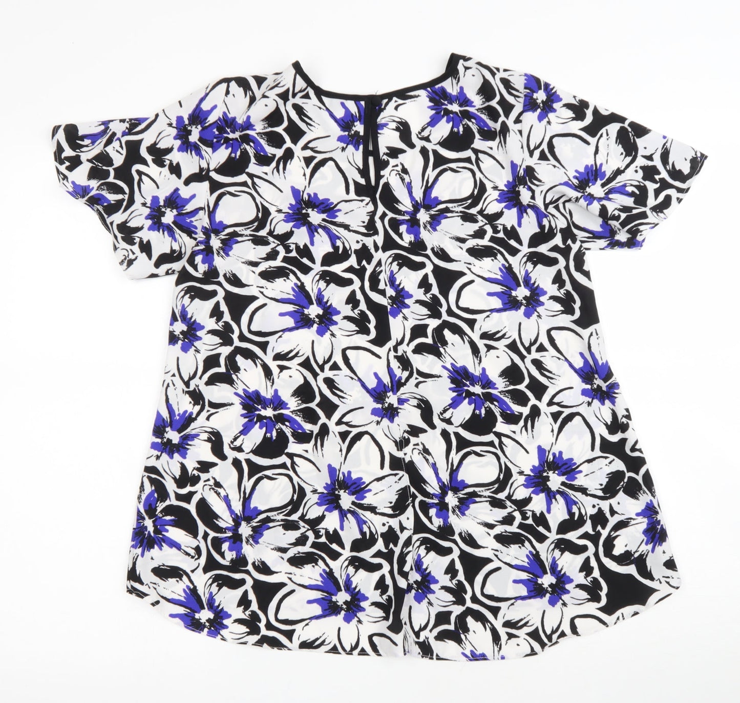 Dorothy Perkins Womens White Floral Polyester Basic T-Shirt Size 8 Round Neck