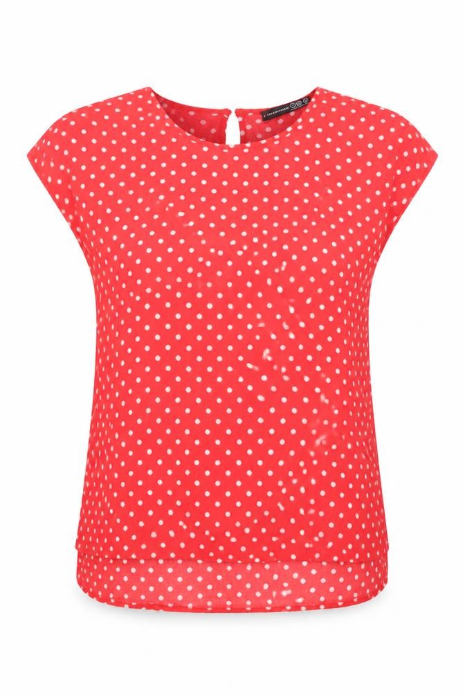 Atmosphere Womens Red Polka Dot Viscose Basic T-Shirt Size 8 Round Neck