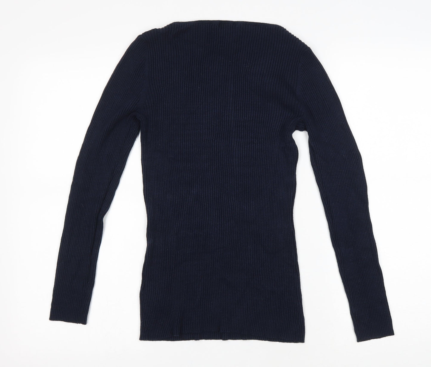 H&M Womens Blue Round Neck Viscose Pullover Jumper Size M