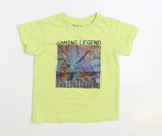 Matalan Boys Yellow 100% Cotton Basic T-Shirt Size 7 Years Round Neck Pullover - Gaming Legend