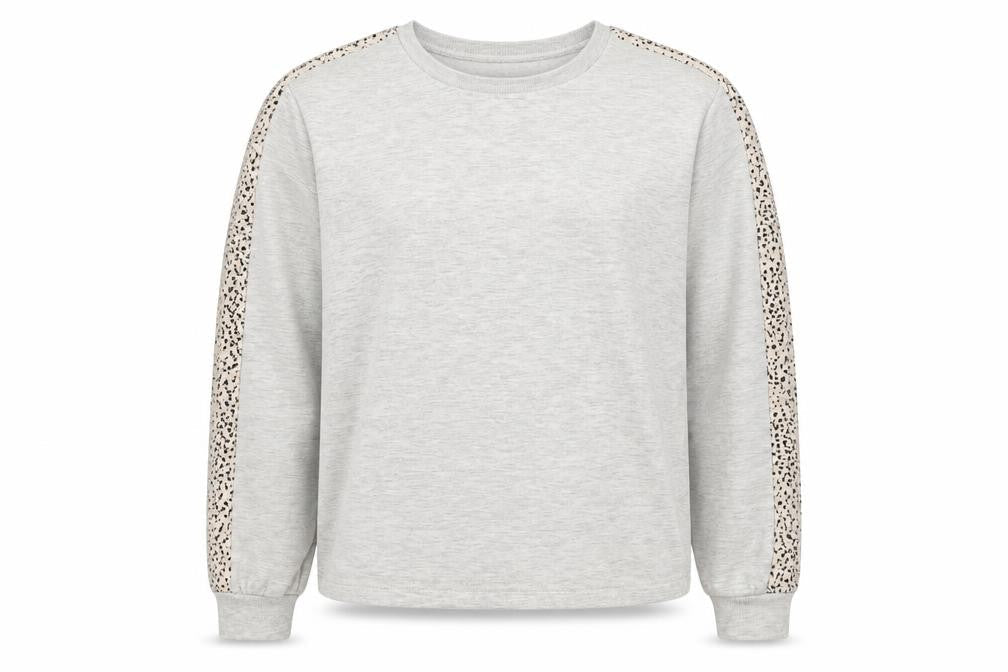 New Look Womens Grey Animal Print Polyester Pullover Sweatshirt Size 8 Pullover - Leopard Print