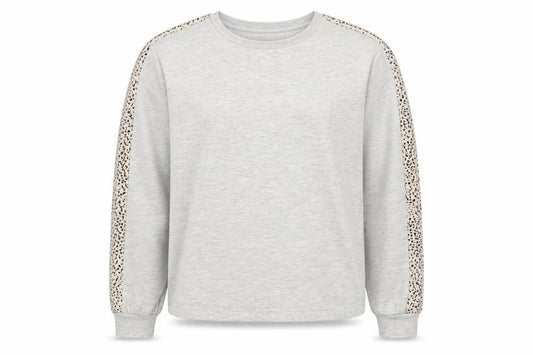 New Look Womens Grey Animal Print Polyester Pullover Sweatshirt Size 8 Pullover - Leopard Print