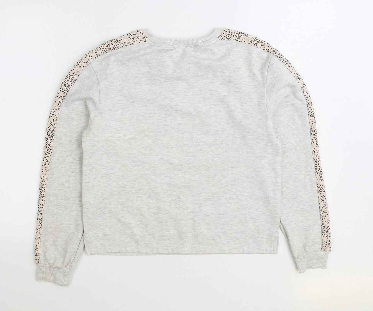 New Look Womens Grey Animal Print Polyester Pullover Sweatshirt Size 8 Pullover - Leopard Print
