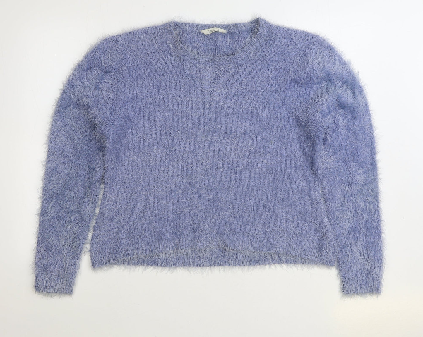 Peacocks Womens Blue Round Neck Nylon Pullover Jumper Size L