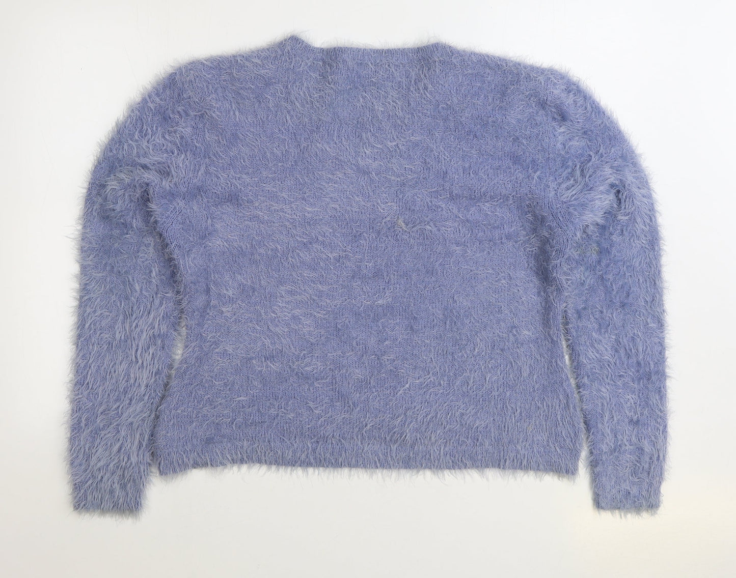 Peacocks Womens Blue Round Neck Nylon Pullover Jumper Size L