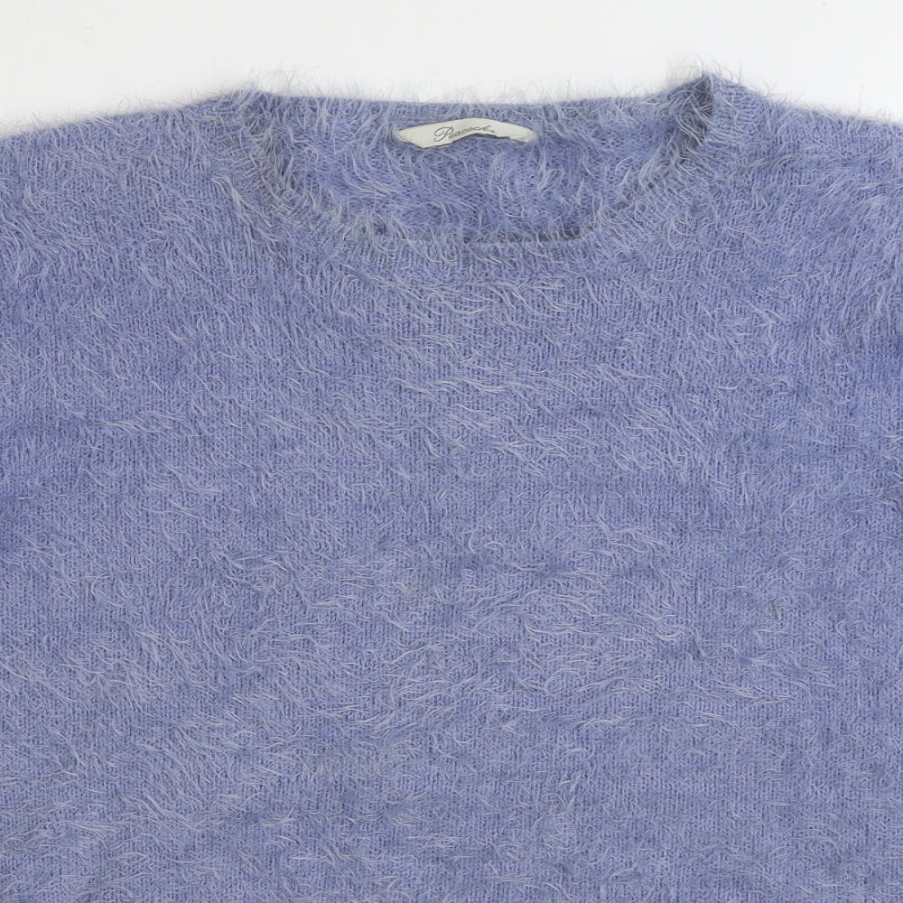 Peacocks Womens Blue Round Neck Nylon Pullover Jumper Size L
