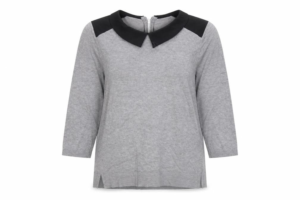 Papaya Womens Grey Collared Viscose Pullover Jumper Size 14