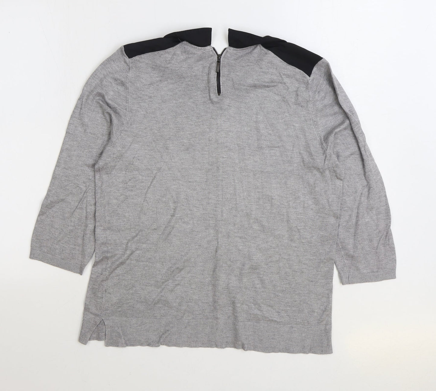 Papaya Womens Grey Collared Viscose Pullover Jumper Size 14
