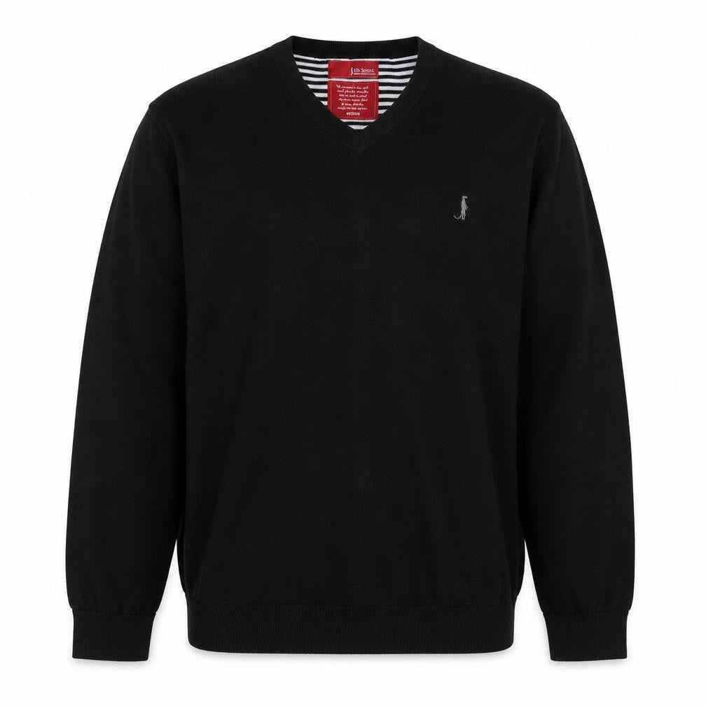 Sixth Sense Mens Black V-Neck Cotton Pullover Jumper Size M