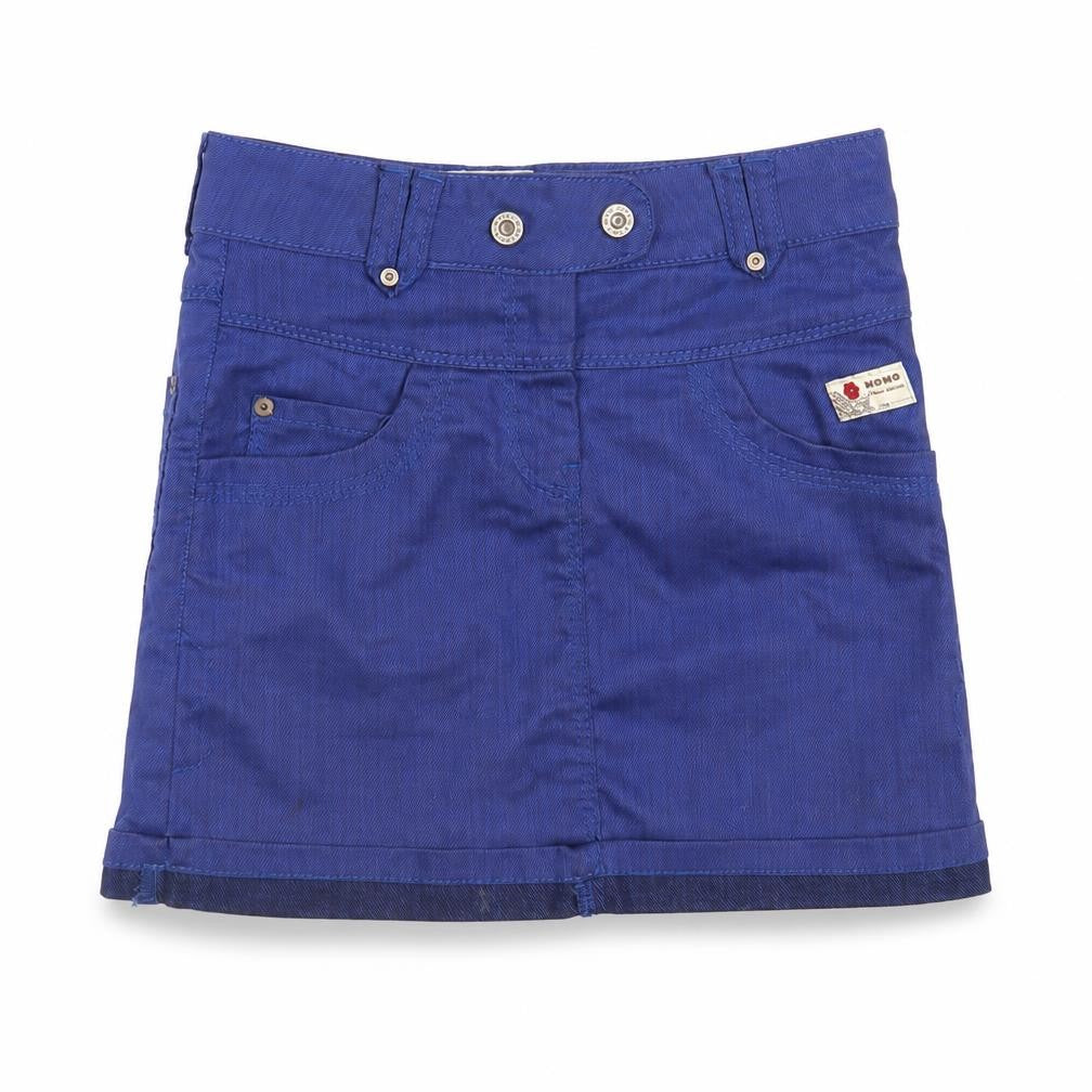 Nono Girls Blue Cotton Mini Skirt Size 8 Years Regular Button