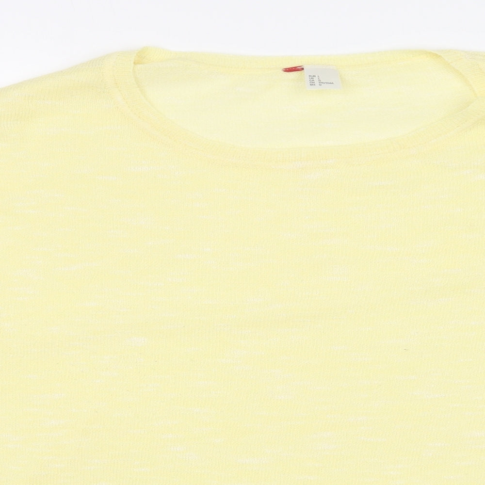 H&M Womens Yellow Round Neck Polyester Pullover Jumper Size L