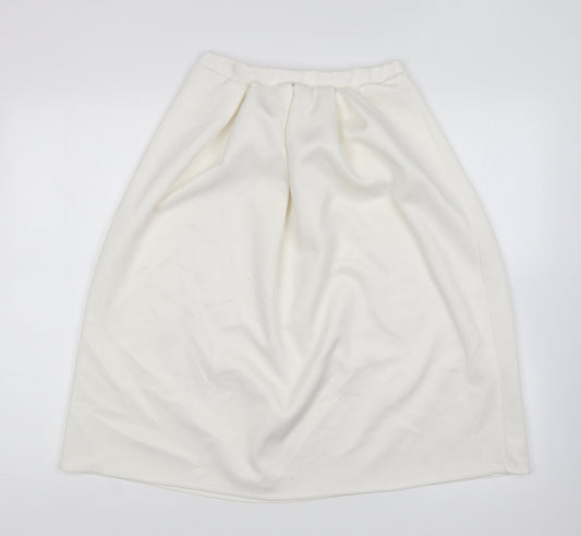 Preworn Womens Ivory Polyester Pleated Skirt Size 12
