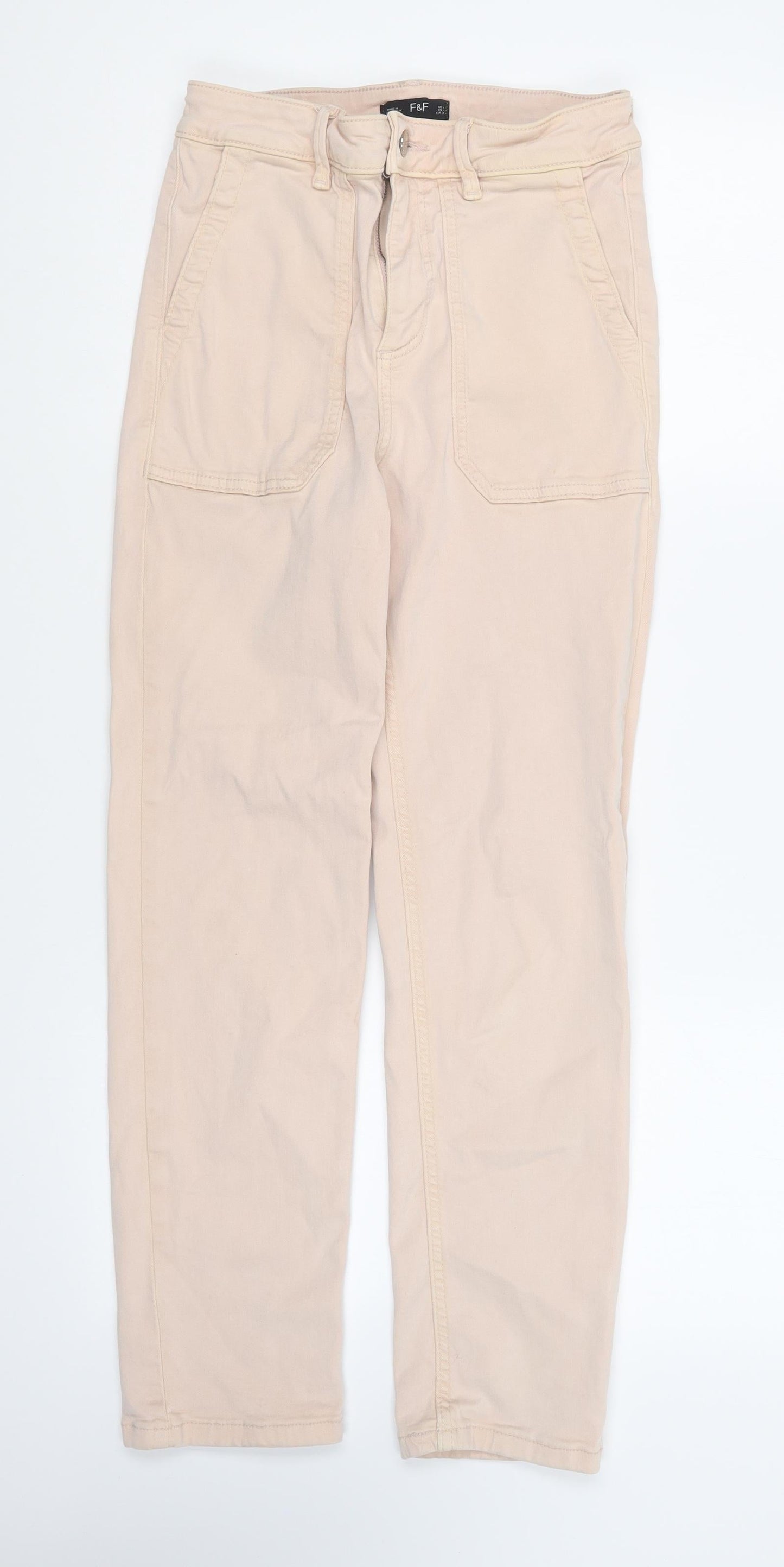 F&F Womens Pink Cotton Skinny Jeans Size 8 L23 in Regular Button