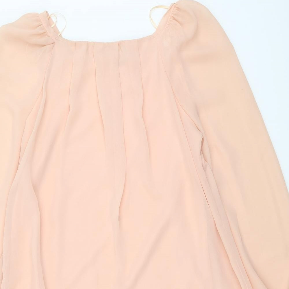 Exhibit Womens Pink Polyester A-Line Size 8 Square Neck Pullover
