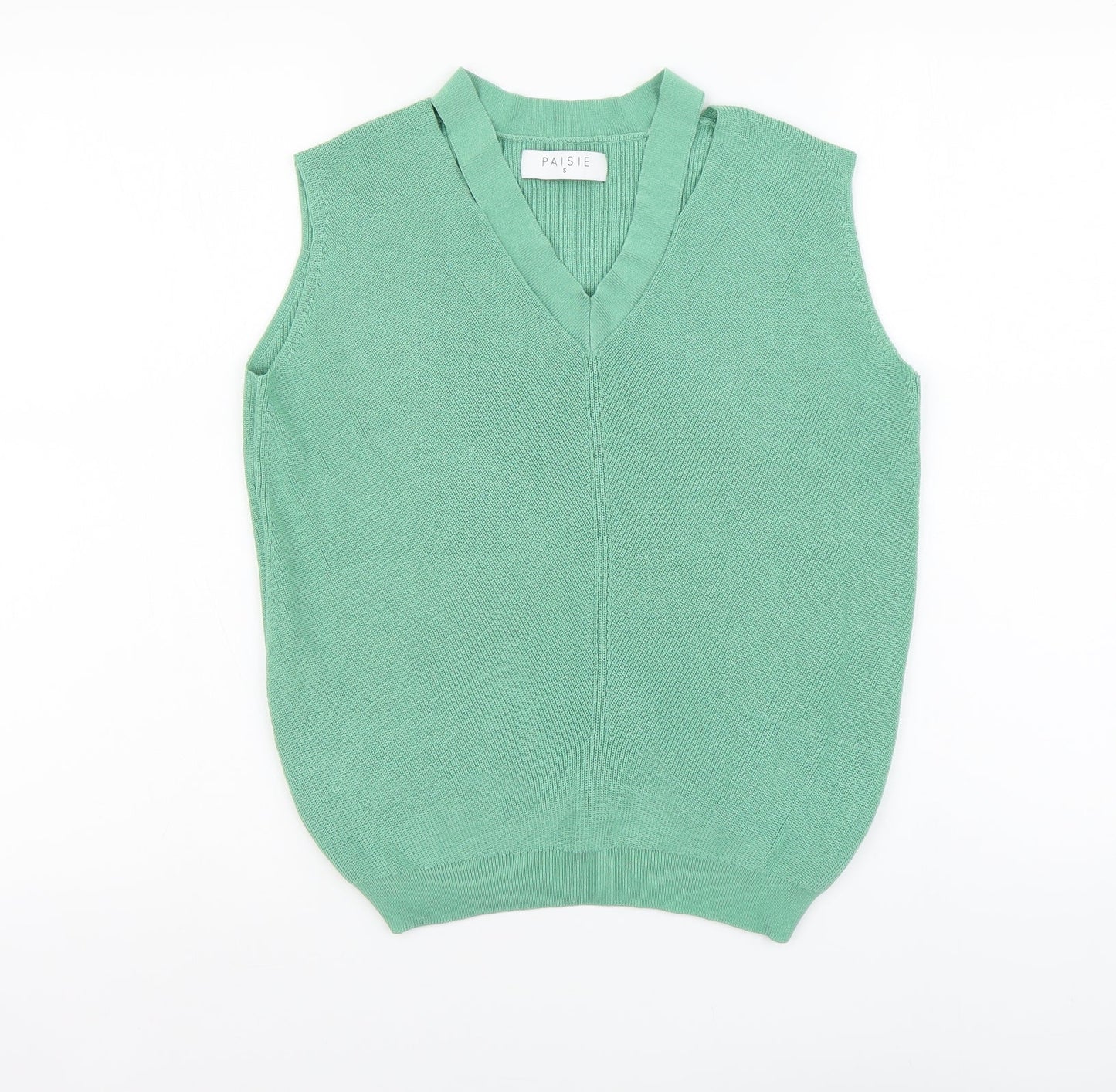 Paisie Womens Green Viscose Basic Tank Size S V-Neck