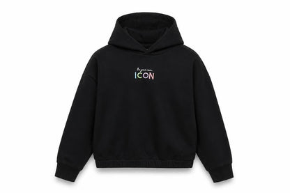 Marks & Spencer Girls Black Cotton Pullover Hoodie Size 9-10 Years Pullover - ICON