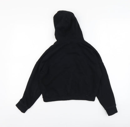 Marks & Spencer Girls Black Cotton Pullover Hoodie Size 9-10 Years Pullover - ICON