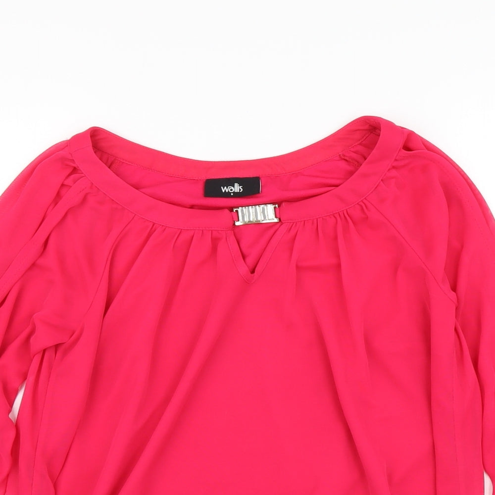 Wallis Womens Pink Polyester Basic Blouse Size S Boat Neck