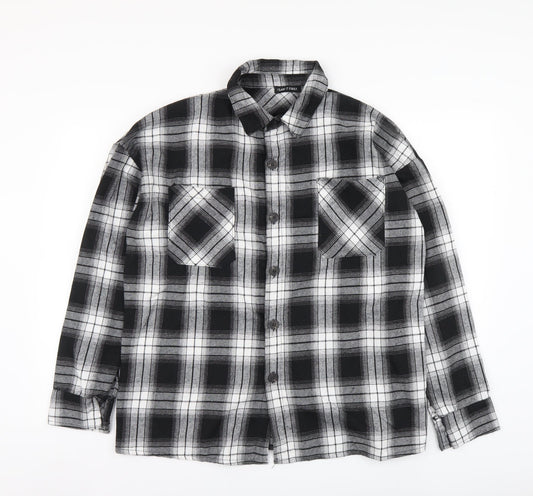I SAW IT FIRST Mens Black Plaid Cotton Button-Up Size S Collared Button