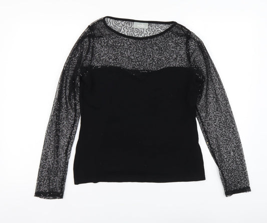 Wallis Womens Black Viscose Basic Blouse Size 10 Round Neck