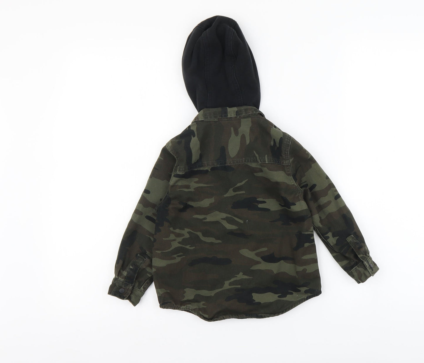 NEXT Boys Green Camouflage Cotton Basic Button-Up Size 2-3 Years Collared Button