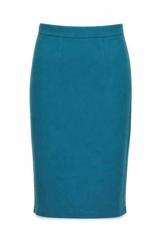 Topshop Womens Blue Cotton Straight & Pencil Skirt Size 8 Buckle