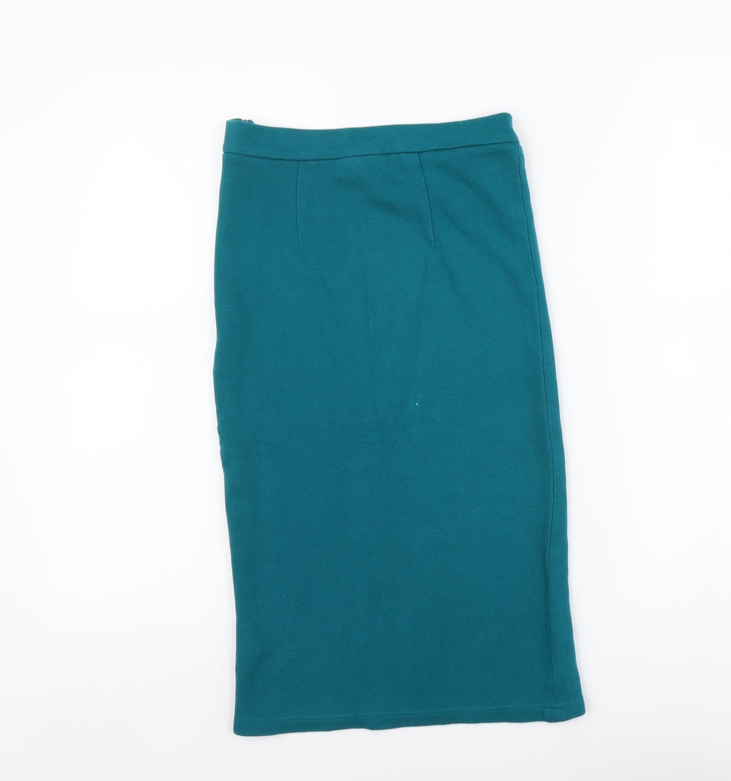 Topshop Womens Blue Cotton Straight & Pencil Skirt Size 8 Buckle