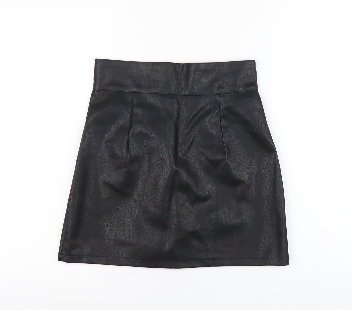 Preworn Womens Black Polyester Mini Skirt Size M Button