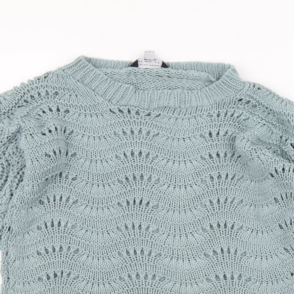 Dorothy Perkins Womens Blue Round Neck Acrylic Pullover Jumper Size S
