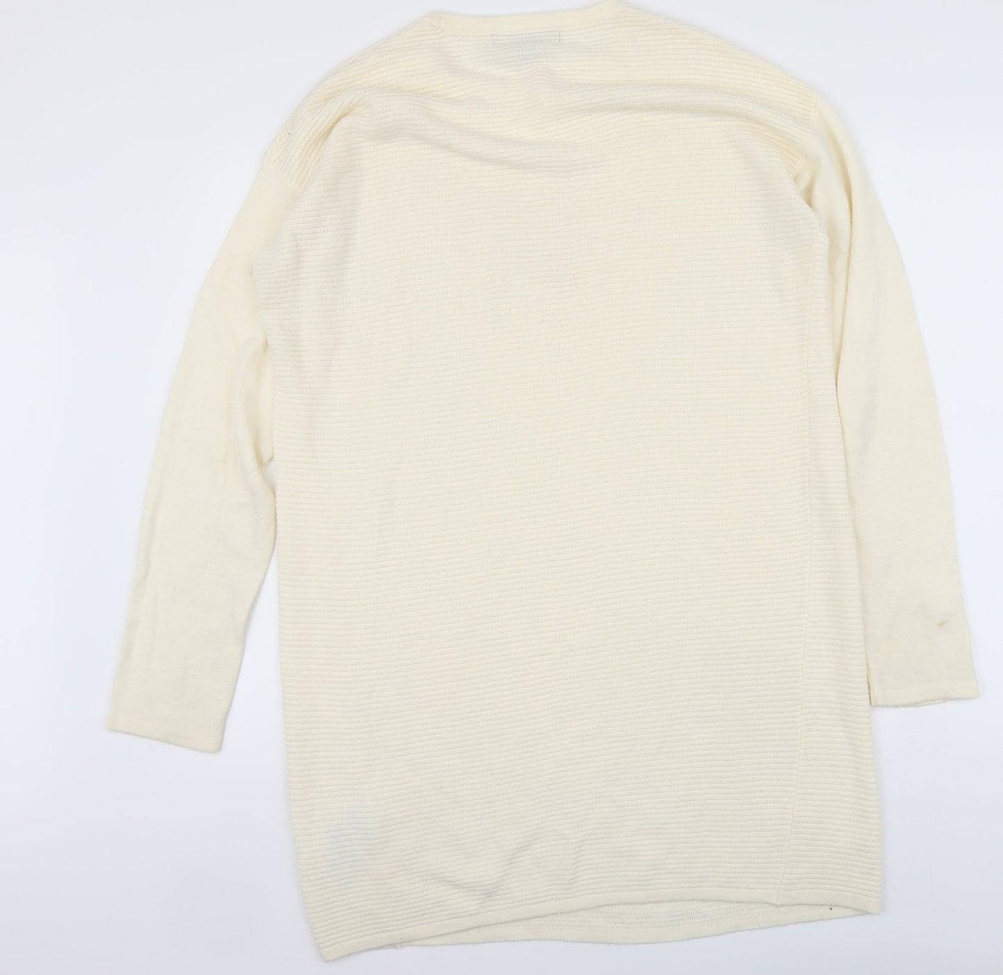 Amisu Womens Ivory Round Neck Acrylic Tunic Jumper Size M