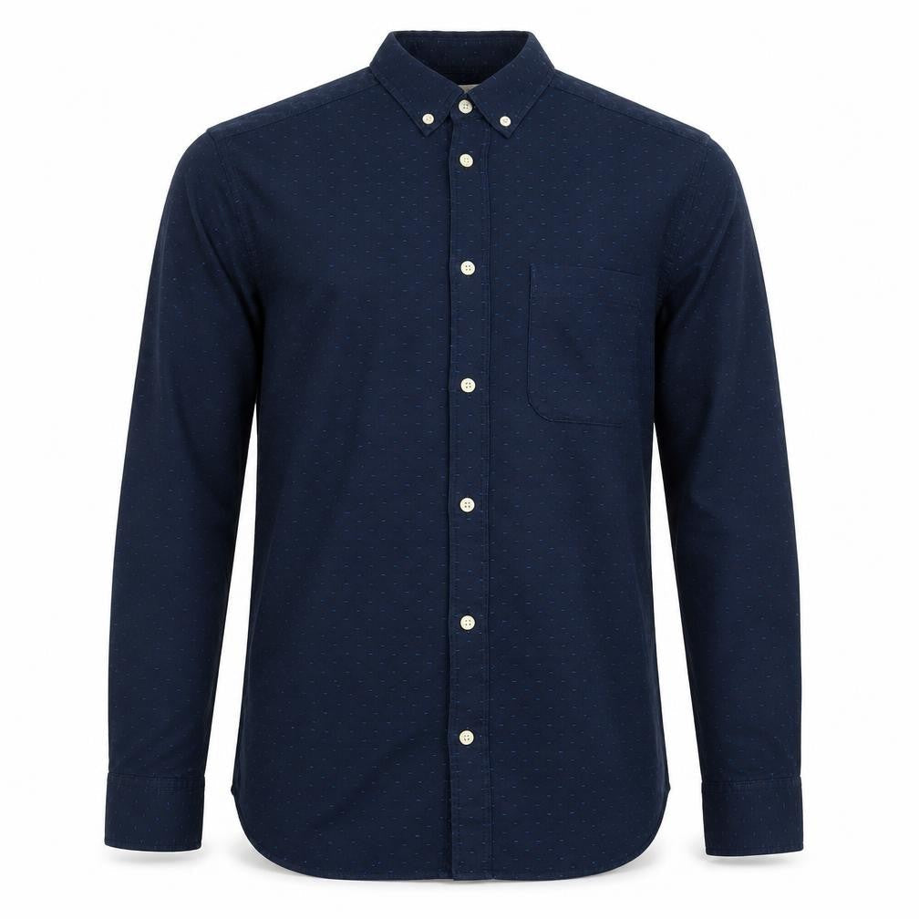H&M Mens Blue Geometric Cotton Button-Up Size S Collared Button