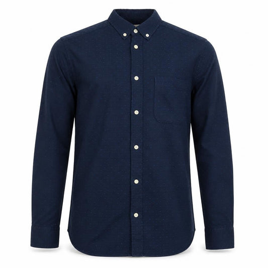 H&M Mens Blue Geometric Cotton Button-Up Size S Collared Button