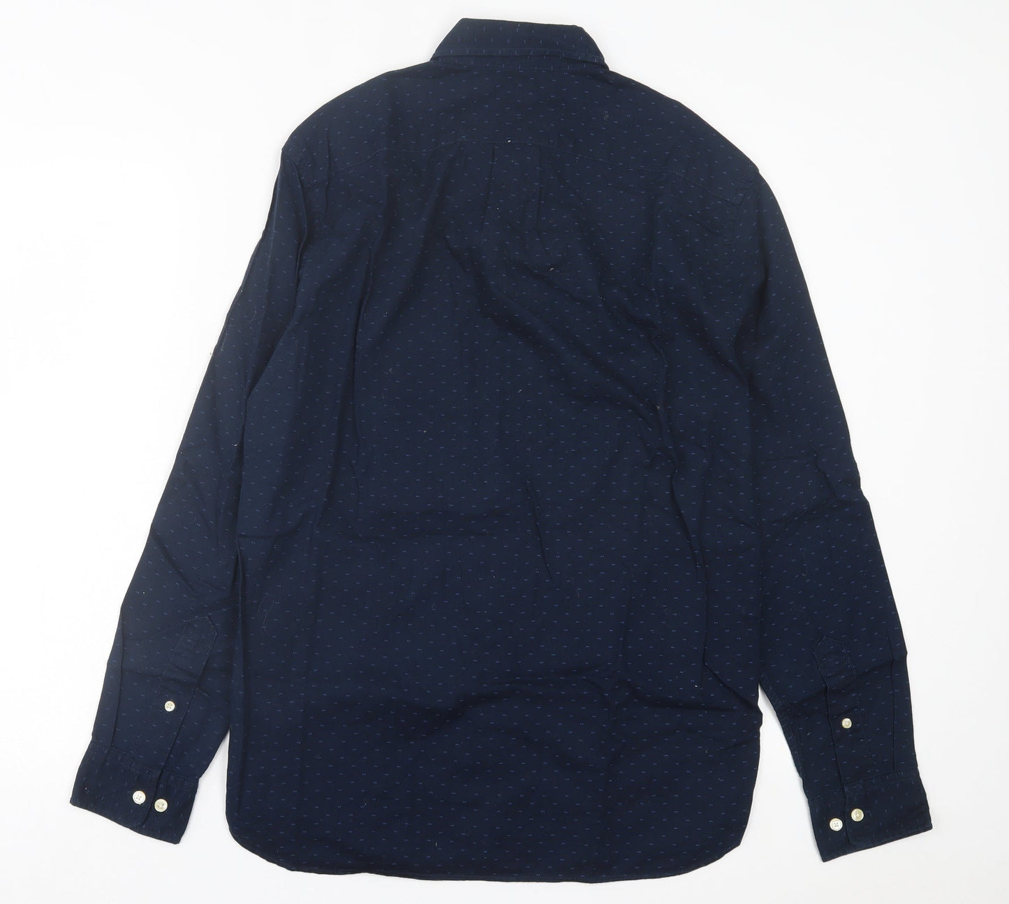 H&M Mens Blue Geometric Cotton Button-Up Size S Collared Button