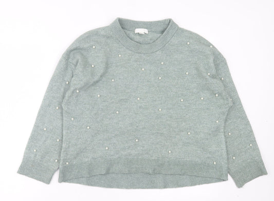 H&M Womens Green Crew Neck Acrylic Pullover Jumper Size S