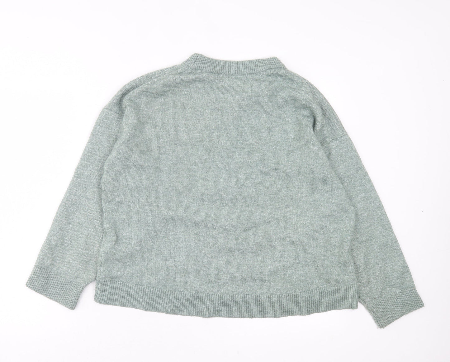 H&M Womens Green Crew Neck Acrylic Pullover Jumper Size S