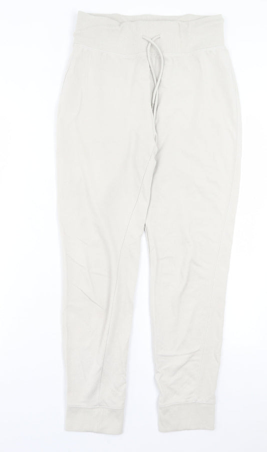 H7m Womens Beige Cotton Jogger Trousers Size M L29 in Slim Drawstring