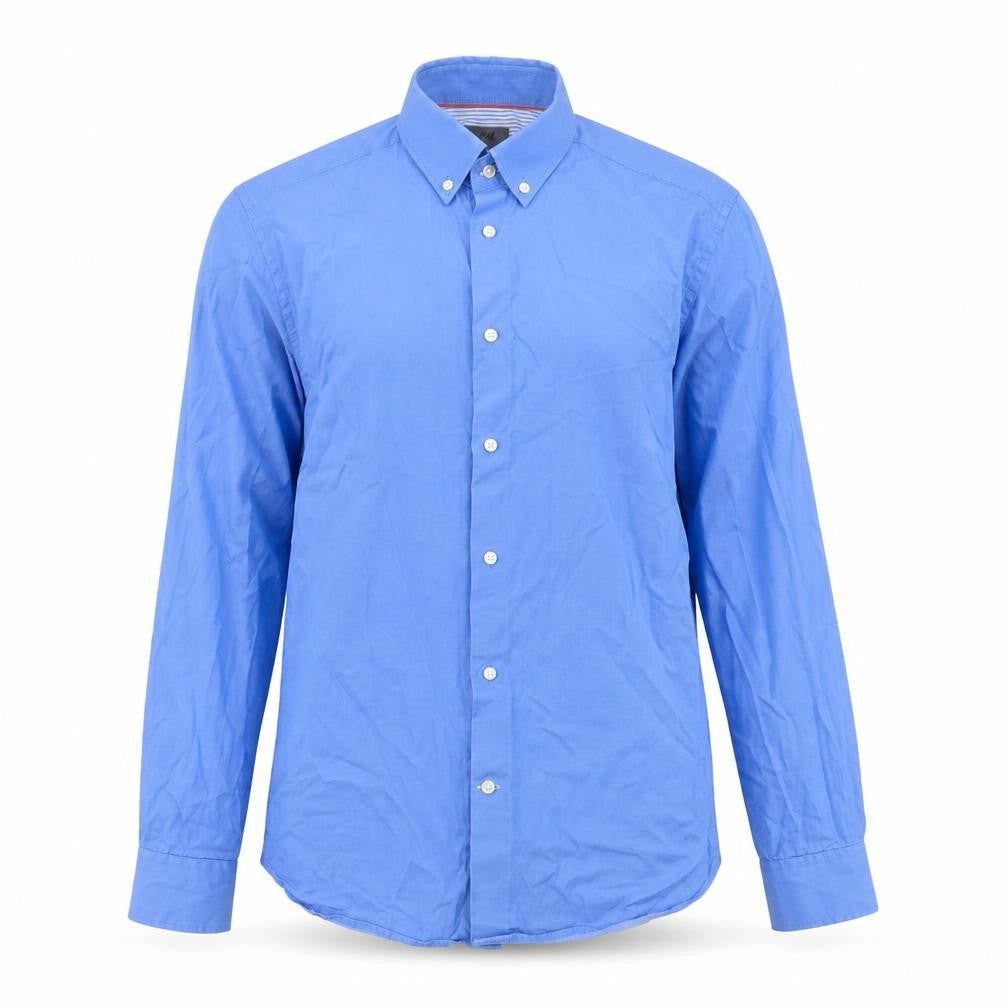 H&M Mens Blue Cotton Button-Up Size S Collared Button