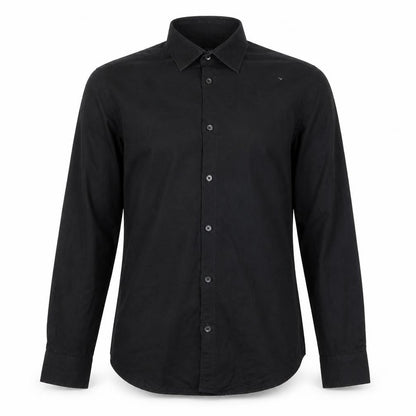 H&M Mens Black Polyester Button-Up Size S Collared Button