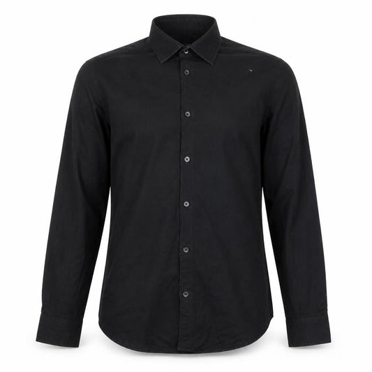 H&M Mens Black Polyester Button-Up Size S Collared Button