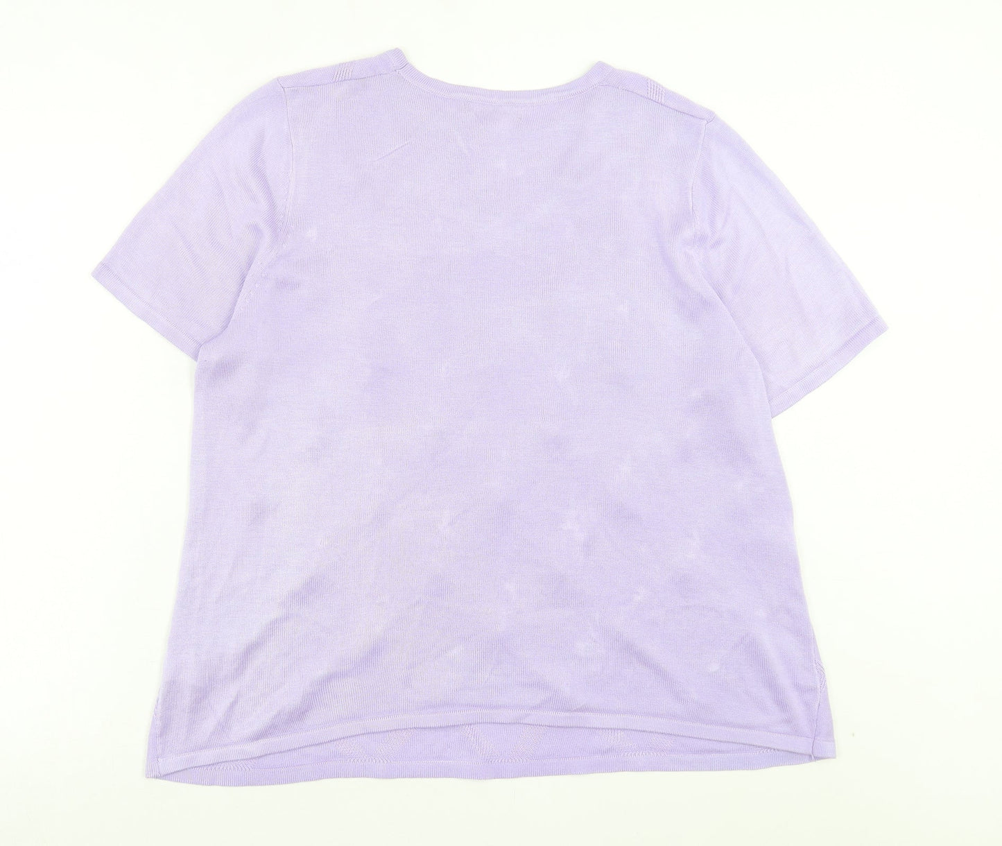 Bonmarch Womens Purple Acrylic Basic T-Shirt Size L Crew Neck